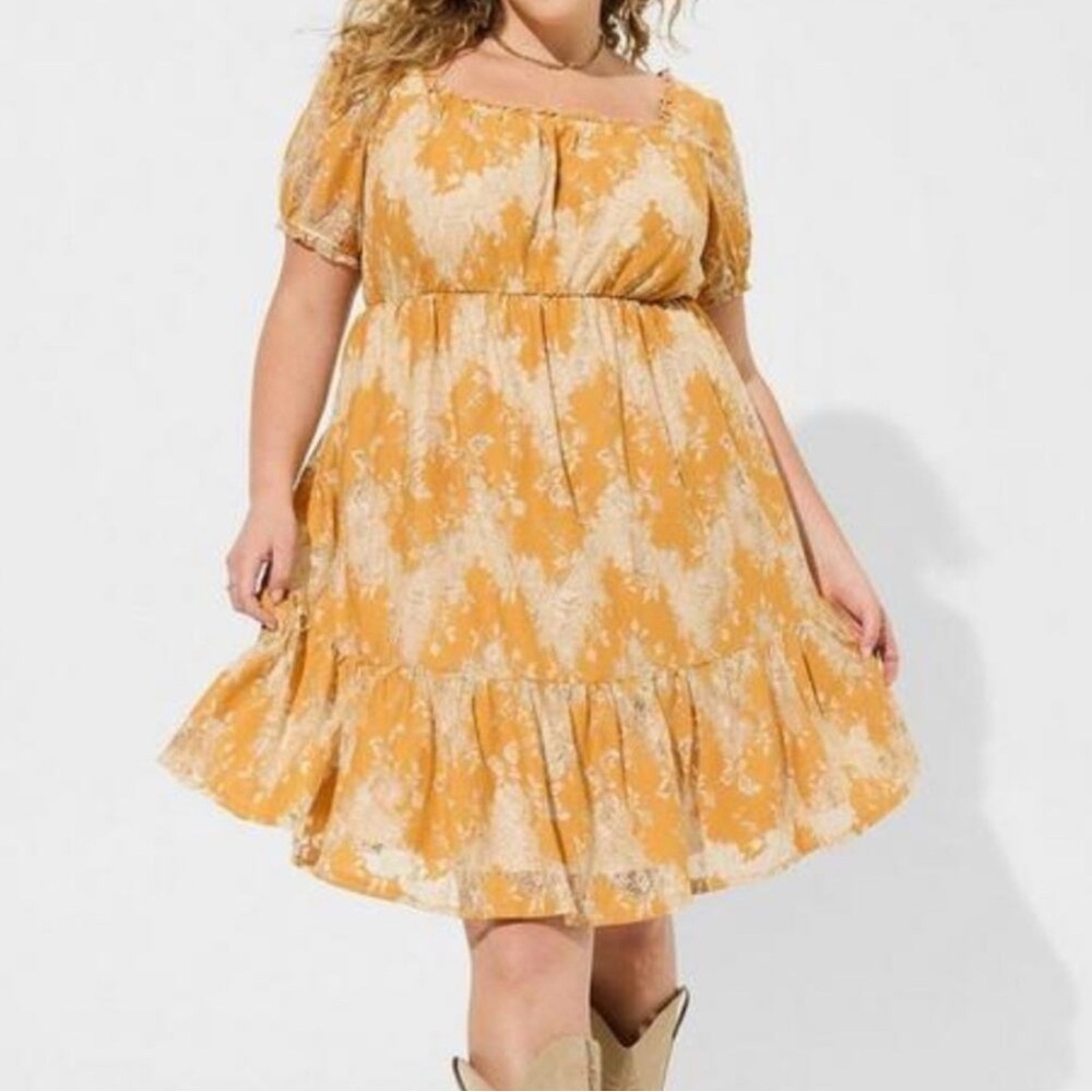 Torrid Mini Two Tone Lace Tiered Babydoll Dress Torrid size 4